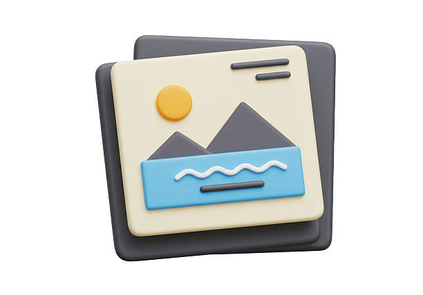 Isolated Stack of Images with Landscape and Sun Icon