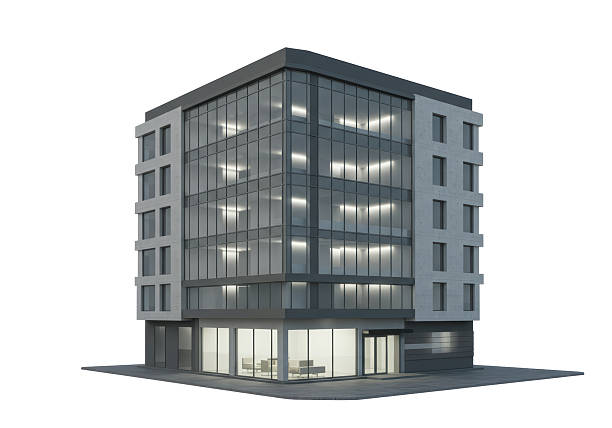 istock Isolated Modern Glass and Concrete Corner Office Building 2228642093