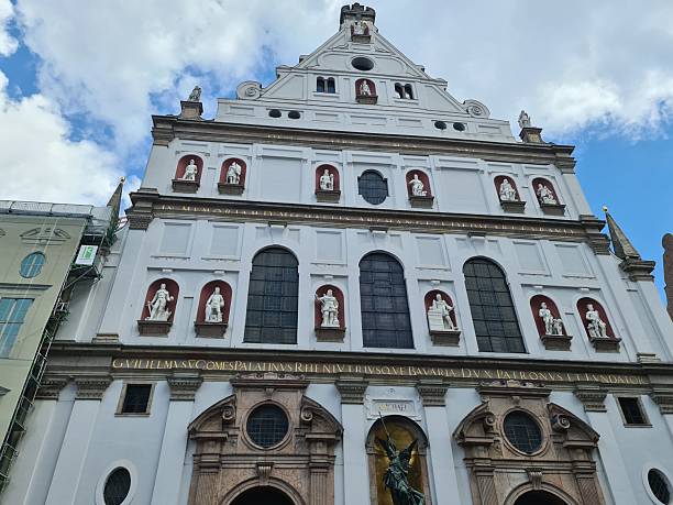 Munich, Germany - July 27, 2025: Facaed of St. Michael's, Jesuit church in Munich, capital city of Bavaria. It is the largest Renaissance church north of the Alps, early Baroque architecture