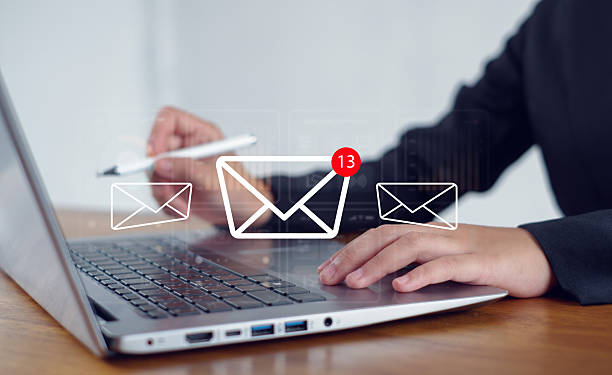 istock New email notification concept for business e-mail communication and digital marketing. Inbox receiving electronic message alert. 2228643729