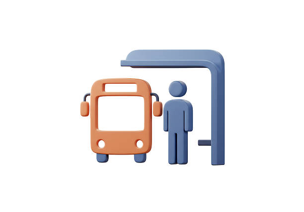 Bus and bus stop with blank spaces for advertisements