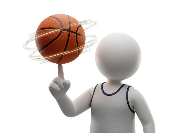Isolated Figure Spinning Basketball on Finger