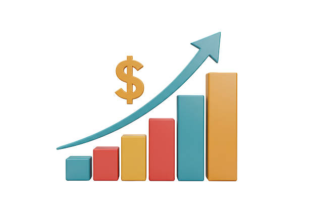 istock Isolated Growing Bar Chart with Dollar Sign for Finance 2228644996