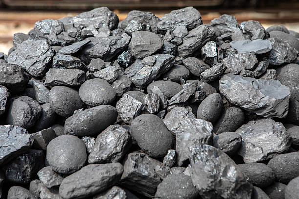 Close-up of a pile of coal ready to be used on a steam locomotive.