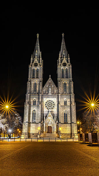istock Kostel sv. Ludmily (Church of St. Ludmila) in Prague at night 2228647736