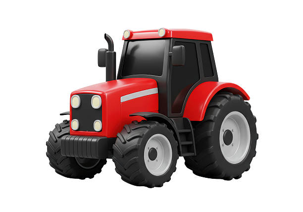 Foxton, New Zealand., 10/07/2023. Little red tractor parked next to a big red Tractor.