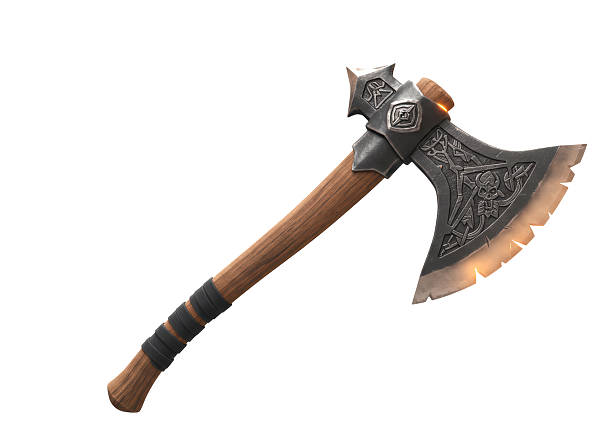 Isolated Viking Battle Axe Isolated Viking Battle Axe axe stock pictures, royalty-free photos & images