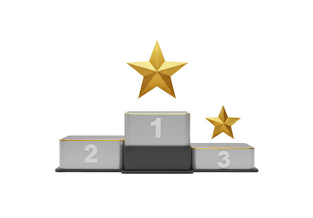 Isolated Success Podium with Gold Stars