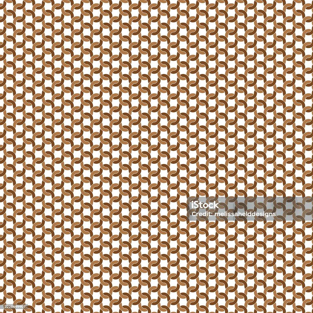 Brown Interlocking Loop White Outline Lattice Pattern On White ...