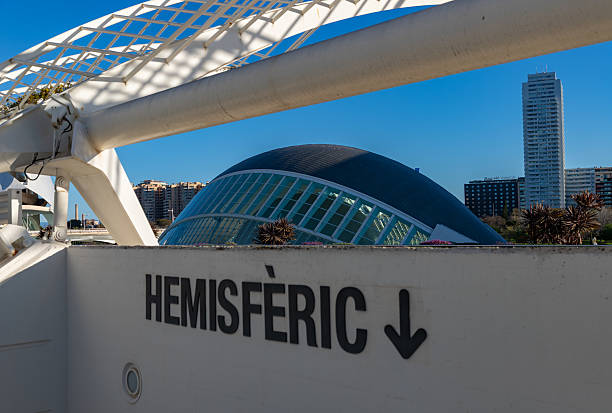 Valencia, Spain - March 30, 2025: A picture of the Hemisferic, part of the City of Arts and Sciences, in Valencia.
