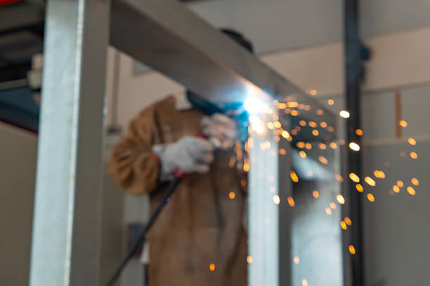 Barehanded Danger Unsafety Poor Industrial Worker Welding Metal on Construction Site