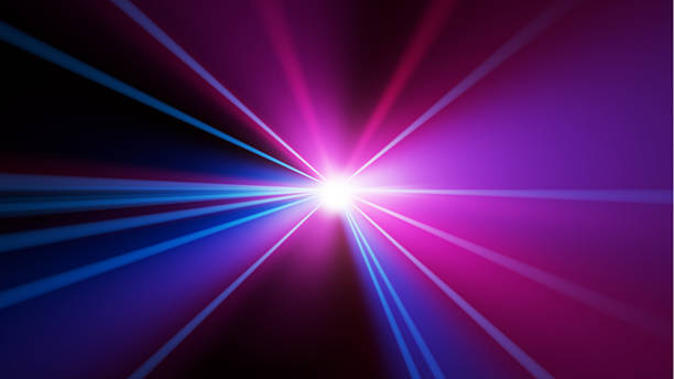 istock Magenta And Blue Light Flare With Central Burst Radiating On Dark Background Visual Composition 2228652910