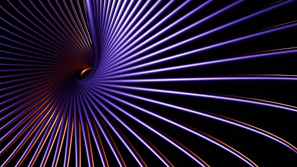 istock Twisted Purple Lines With Orange Glow On Black Background Creating Vortex Illusion In Digital Art Design 2228652967