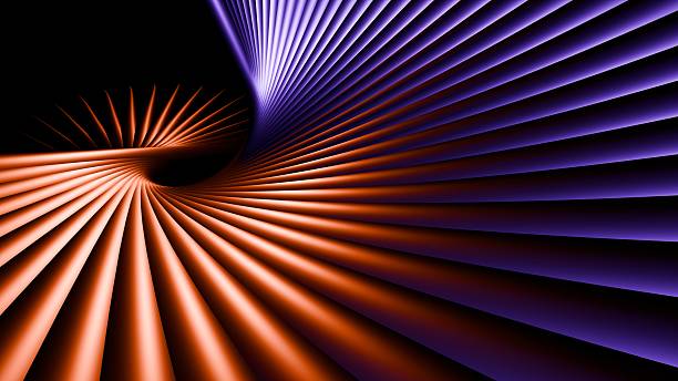 Swirling Orange And Purple 3D Lines Forming Tunnel-Like Abstract Structure With Dynamic Depth For Tech Themes