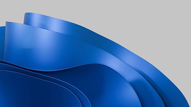 istock Minimal Blue Ribbon Flow Curves On Grey Background For Modern Graphic Or Tech Design Use 2228653023