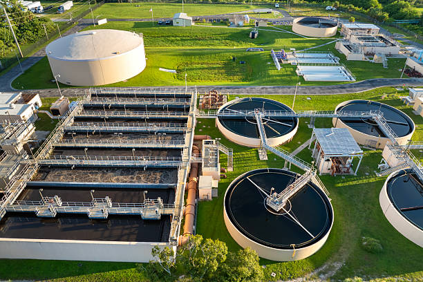 istock Water treatment facility using advanced technology to purify water, making it safe for drinking and returning it clean to environment 2228655138