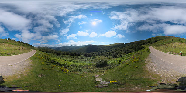 istock Equirectangular panorama of countryside road, Cantabria 2228656332