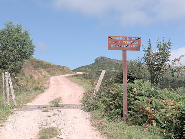istock Mountain signpost marks Cueto Cordel hiking trail 2228656516