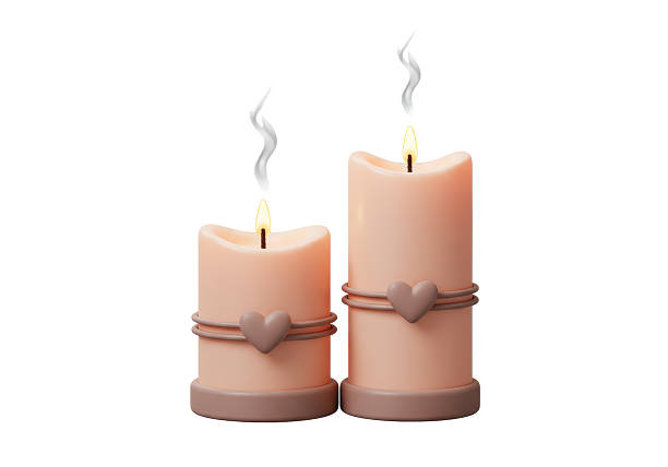 Isolated Romantic Candles with Heart Accents