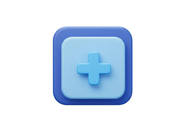 Isolated Medical Plus Sign on Blue Square Icon