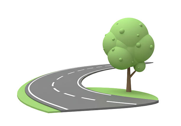 istock Isolated Curvy Road with Green Tree Alongside 2228659489