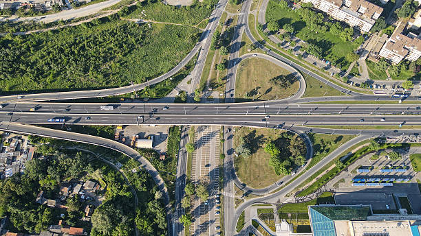 istock Highway junction from aerial view 2228660488