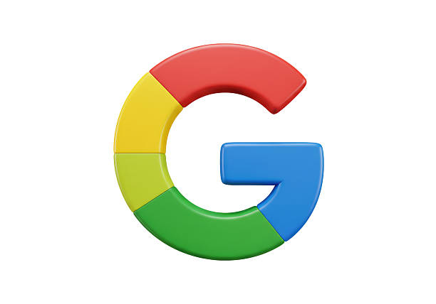 isolated google logo symbolizing internet search and technology - motor de busca imagens e fotografias de stock