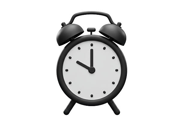 Isolated Classic Black Alarm Clock with Bells