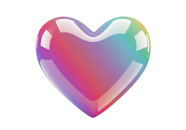 Isolated Iridescent Heart with Rainbow Sheen and Glossy Finish