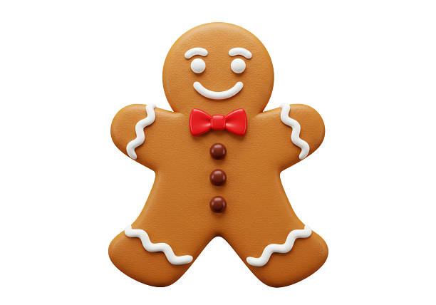 istock Isolated Festive Gingerbread Man Cookie with Red Bowtie 2228665878