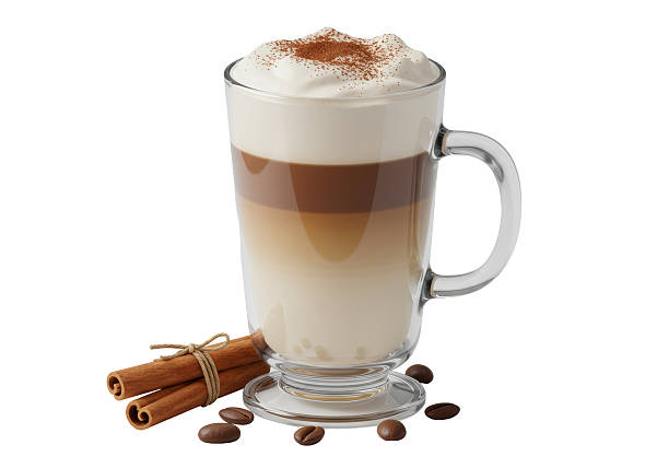 istock Isolated Layered Latte Macchiato with Cinnamon Garnish 2228665965