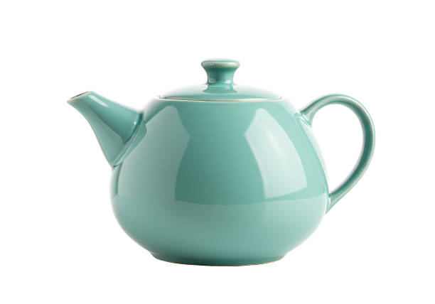 Isolated Light Blue Ceramic Teapot Simple and Elegant