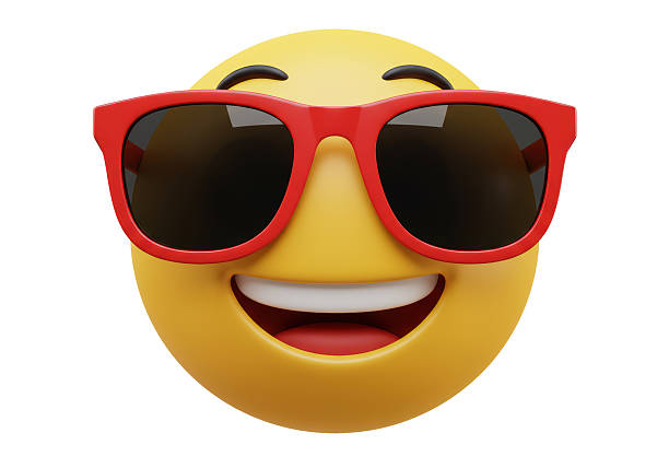 Isolated Cool Emoji Face with Red Sunglasses