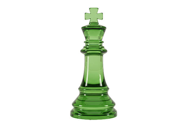 Isolated Green Glass Chess King Piece Strategy Game