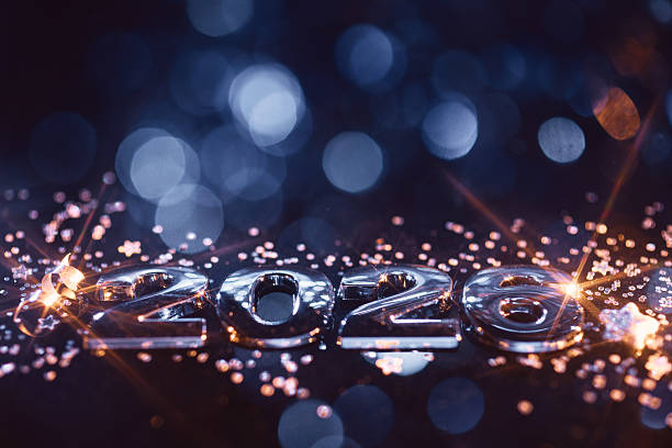 istock Futuristic Chrome 2026 with Sparkling Glitter and Bokeh Lights Background 2228670524