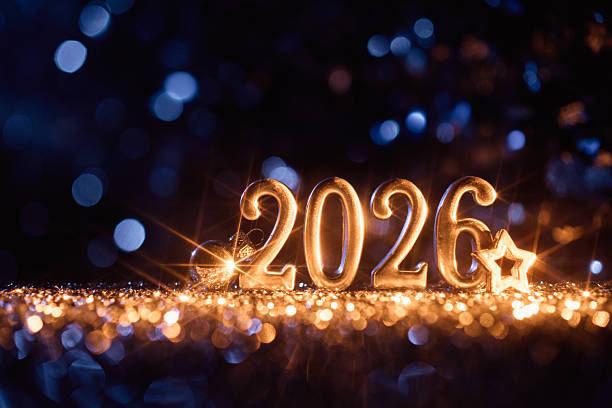 istock Shining Silver 2026 with Star Ornament and Sparkling Bokeh Light Background 2228670742