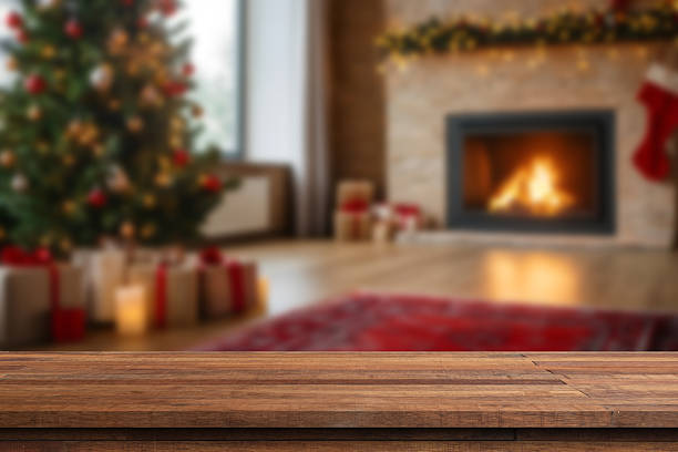 istock Christmas table with space for advertising product or text 2228678043