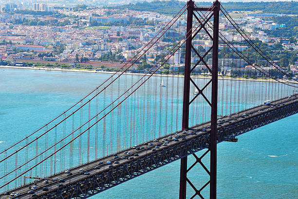April 25th Bridge suspension bridge that crosses the Tagus River, connecting Lisbon with Almada, Portugal