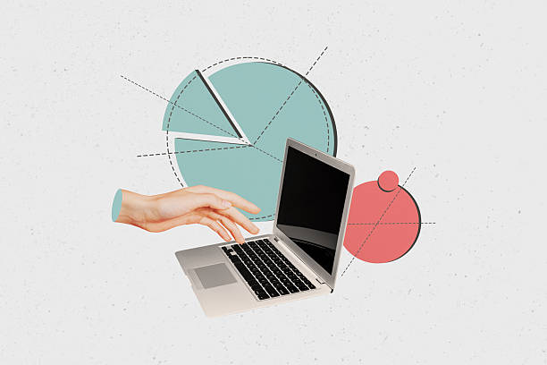 istock Image trendy art banner collage of human hand type laptop keypad diagram programming statistics development promotion chance 2228684020