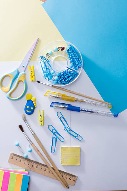 istock Colorful school and office stationery on white background 2228688399