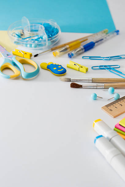 istock Colorful school and office stationery on white background 2228688482