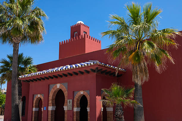 Benalmadena, Spain - April 23rd 2024: The stunning Castillo El Bil-Bil, located in the beautiful coastal town of Benalmadena in Spain.  The building serves as a waterfront cultural centre and tourist information.