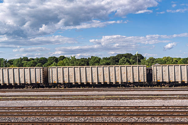 Top view of empty wagons. Stowbtsy, Belarus. High quality photo