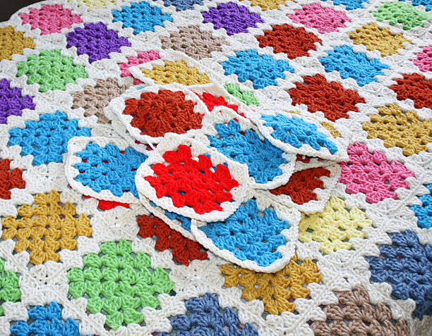 istock Colorful handmade crocheted granny squares 2228695156