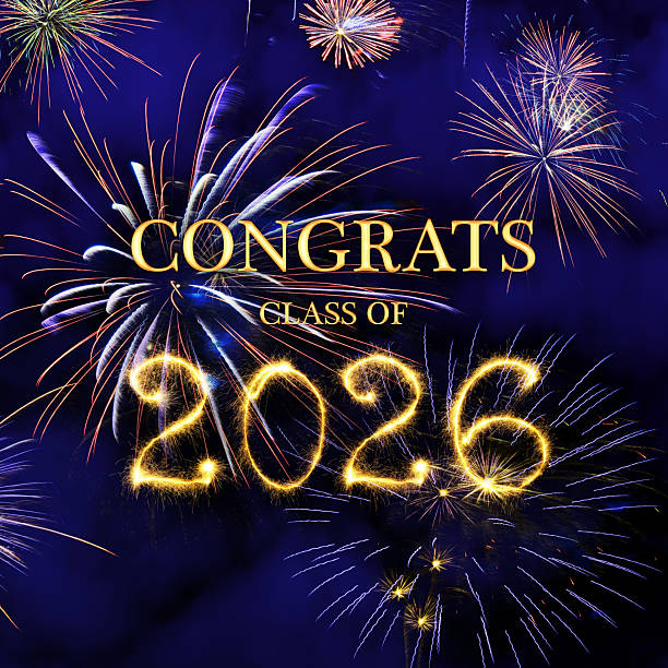 istock CONGRATS CLASS of 2026 lettering with beautiful fireworks 2228697112