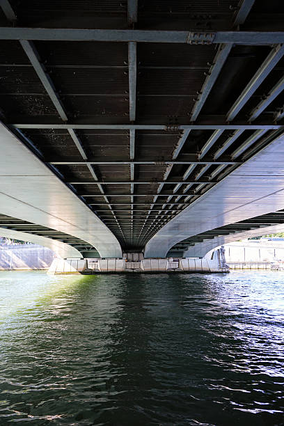 istock Symmetrical view under bridge over Seine River in Paris 2228699008