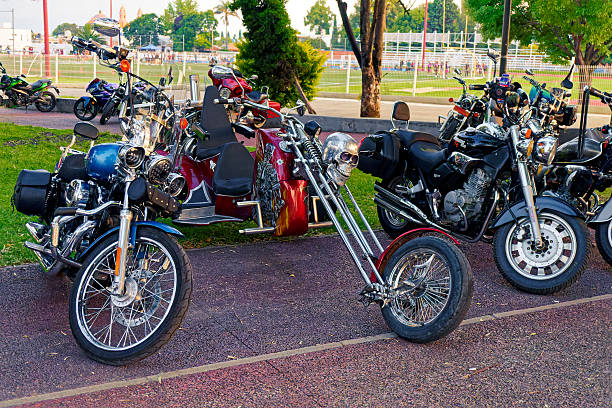 a stand for a motorbike in close-up.