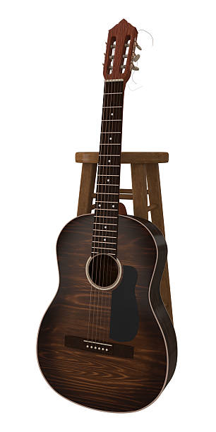 istock Classical brown guitar leaning on wooden chair 2228704182