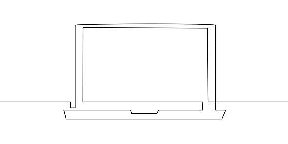 Continuous Desktop Continuous Laptop Line Office Computer Screen Work Art Pc Outline ...