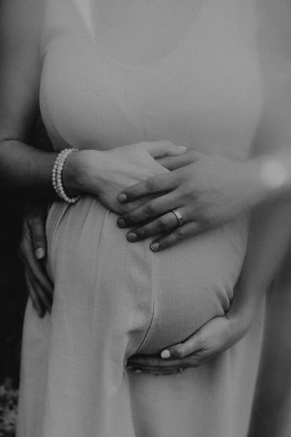 istock Black and white close up maternity image 2228715396